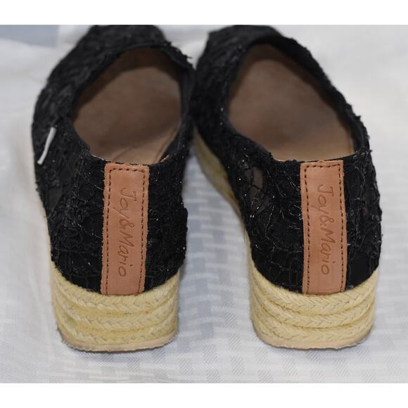 JOY & MARIO Mesh Sequin Espadrilles Wedge Heel Platform Shoes Size 7 - Picture 4 of 10